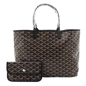 GOYARD Saint Louis PM Tote Bag PVC Leather Black Herringbone Unisex 90280678